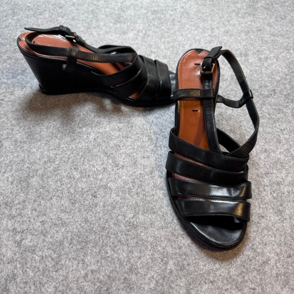 Via Spiga Black Leather Strappy Wedge Sandals Women’s 9 Gladiator
